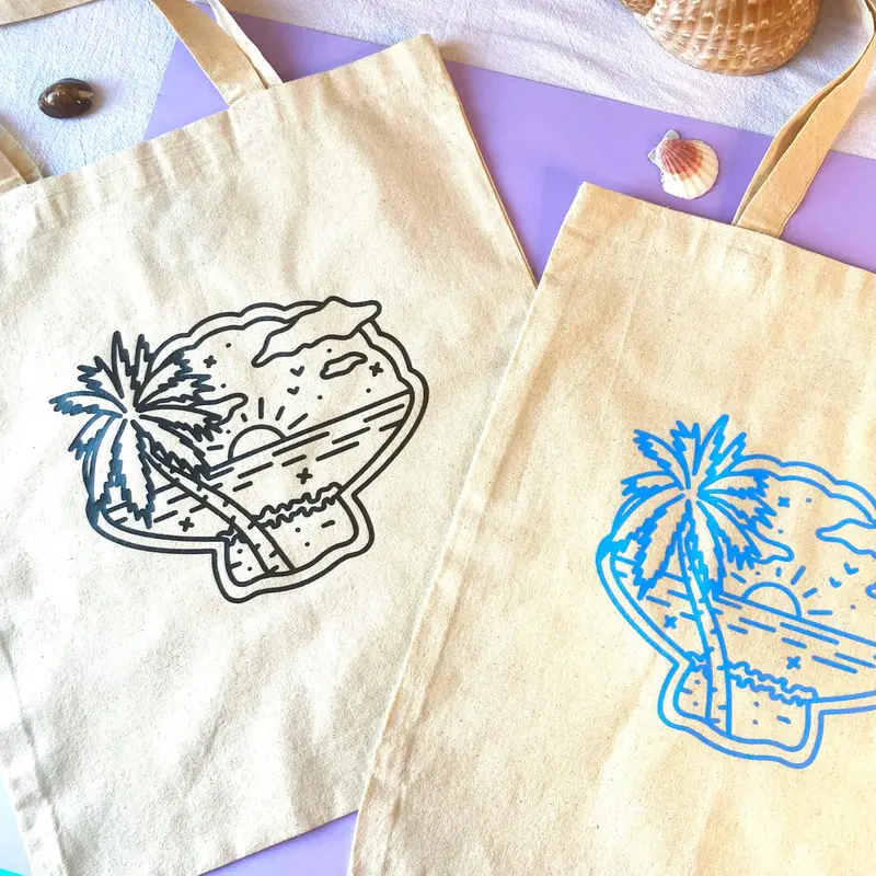 Tote Bag - Shell, sea view and palm tree