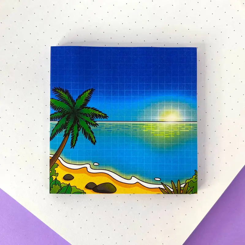 Tropical Exploration Sticky Notes | Tropical Beach and sunset view