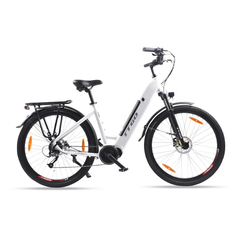 TTGO LK-ZZ-28ST Electric Bike - 250W Motor 36V20AH Battery 28 Inch Tires Hydraulic Disc Brakes - White