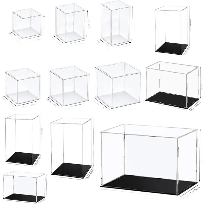Vitrine acrylique transparente à assembler — figurines et consoles